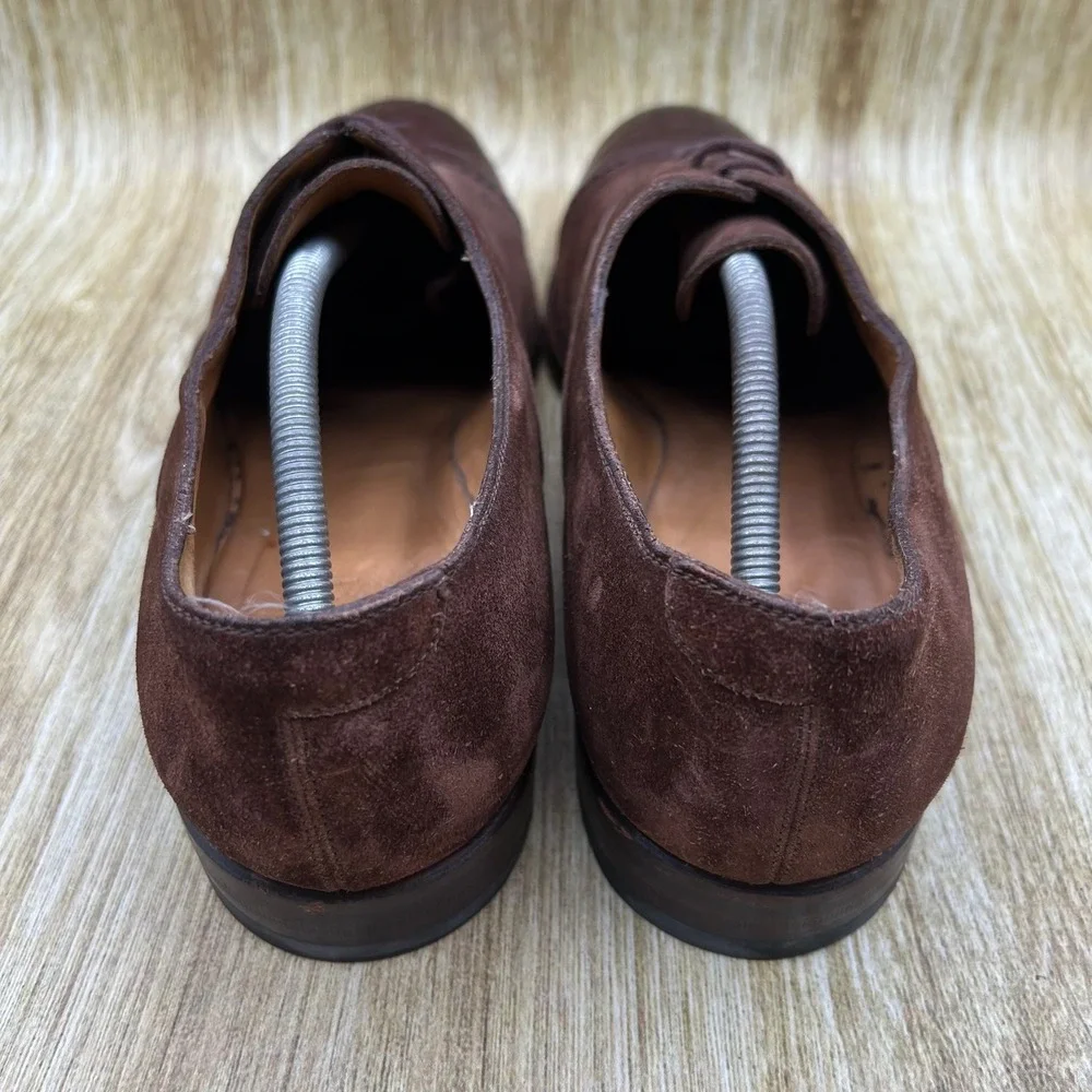 Gucci Crocodile Cap Toe Oxfords Men's Size 10 Brown Suede Made In Italy